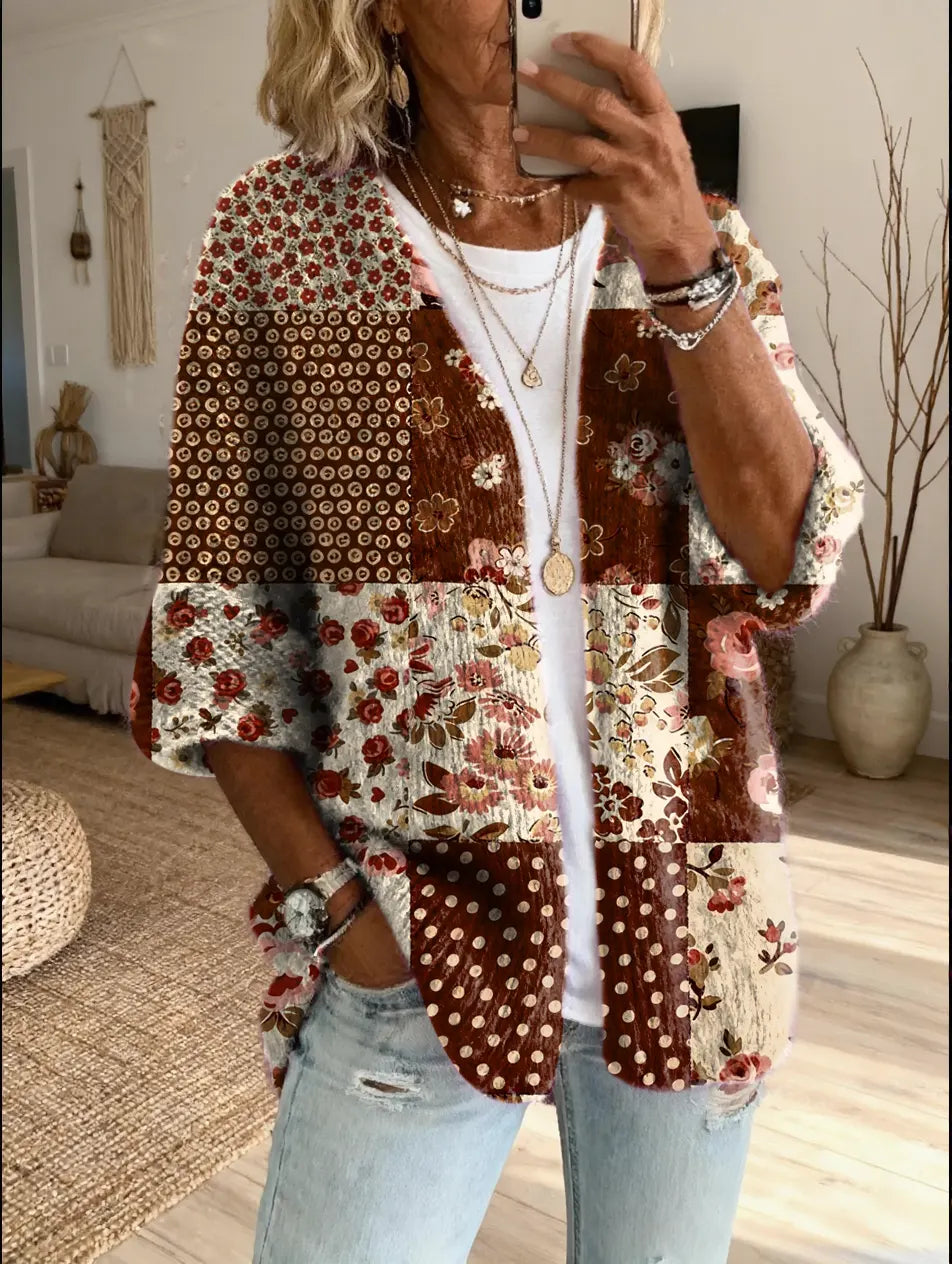 Elara™ | Vintage Floral Patchwork Cardigan