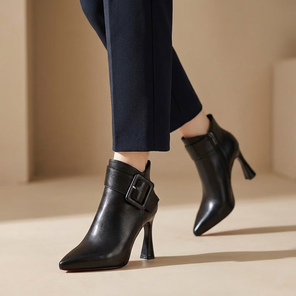 DELACROIX | Signature Heeled Ankle Boots with Oversized Buckle