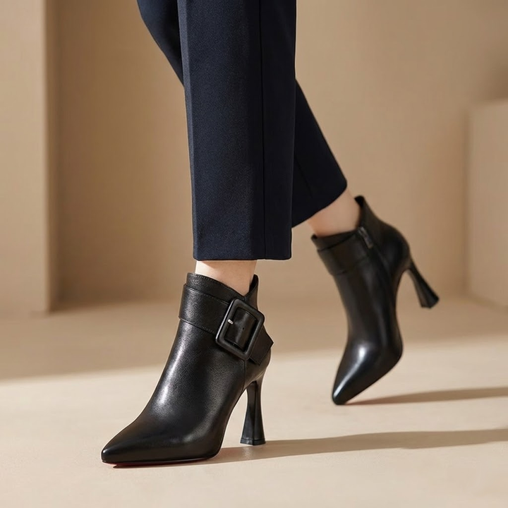 DELACROIX | Signature Heeled Ankle Boots with Oversized Buckle