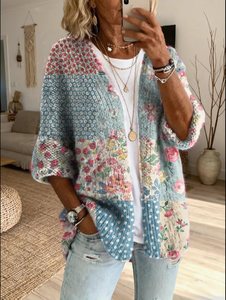 Elara™ | Vintage Floral Patchwork Cardigan