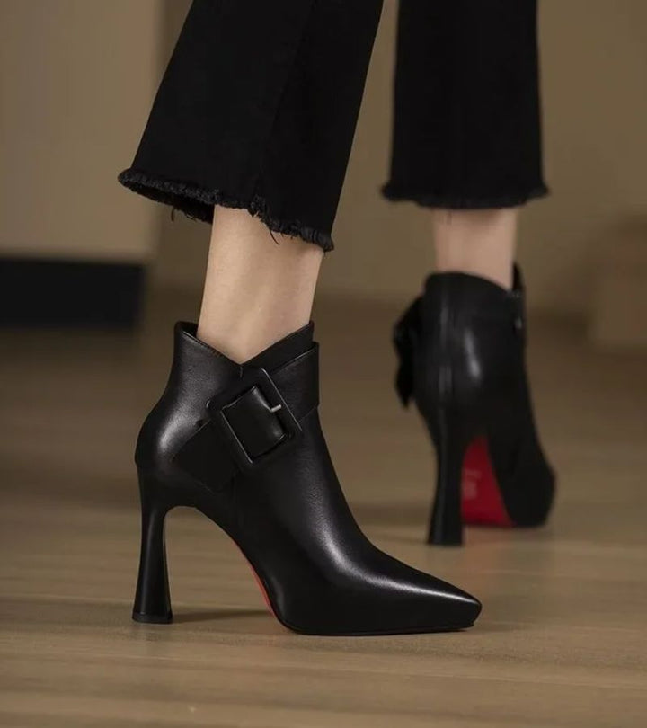 DELACROIX | Signature Heeled Ankle Boots with Oversized Buckle