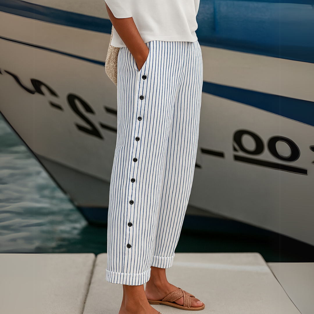 Caitlin | Stylish striped trousers with buttons
