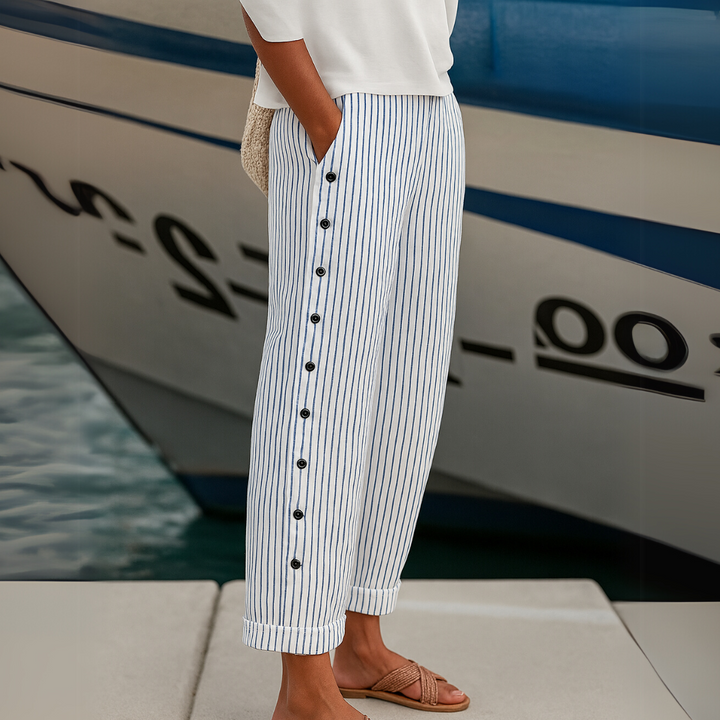 Caitlin | Stylish striped trousers with buttons