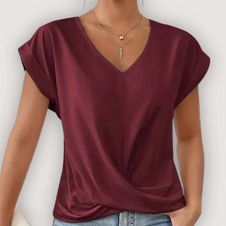 ARIA – DRAPED V-NECK BLOUSE