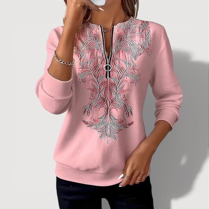 GENIEVA – EMBROIDERED ZIP TOP