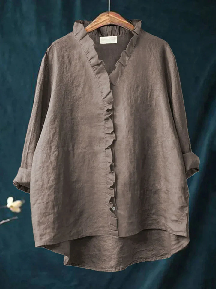 Lily | Casual Shirt with Ruffles in Cotton and Linen