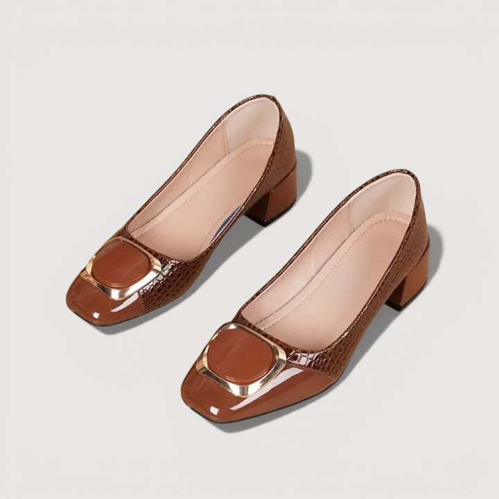 LIVANA – CROCO BLOCK HEELS