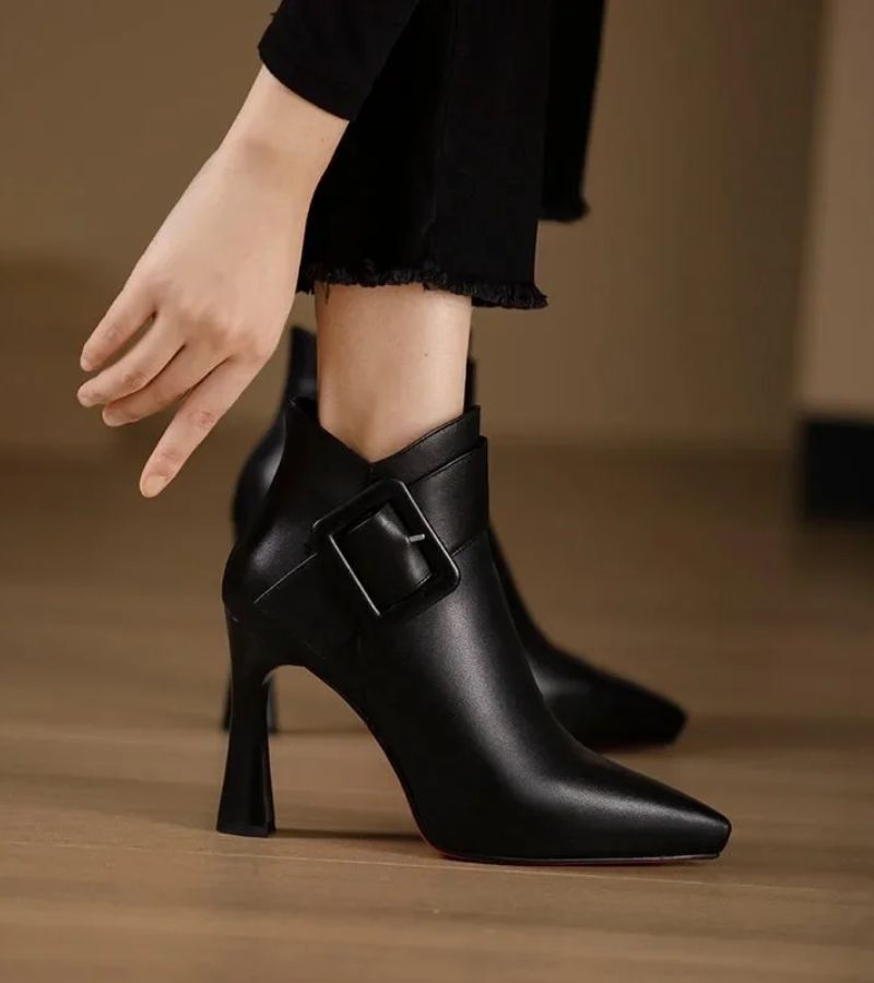DELACROIX | Signature Heeled Ankle Boots with Oversized Buckle