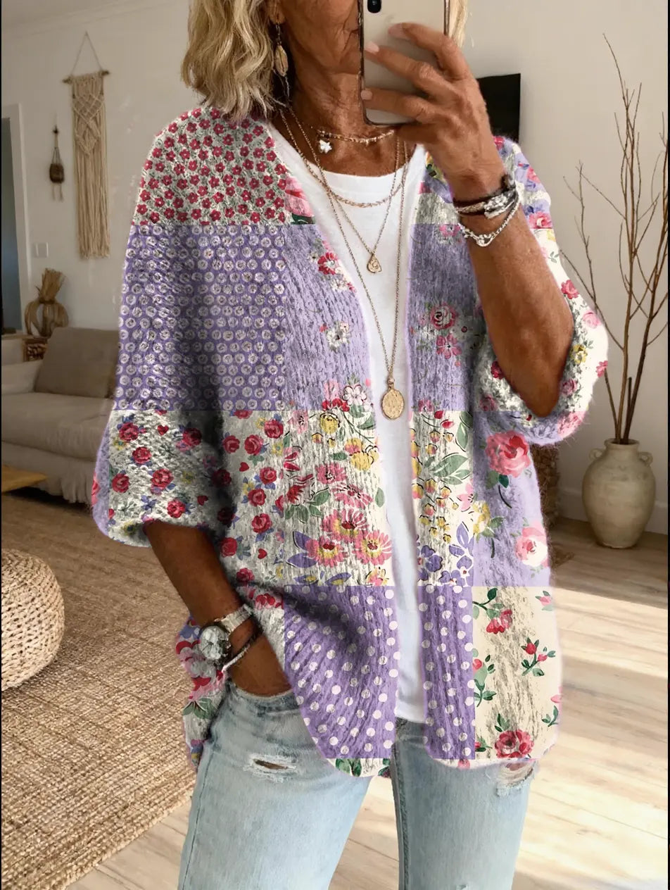 Elara™ | Vintage Floral Patchwork Cardigan