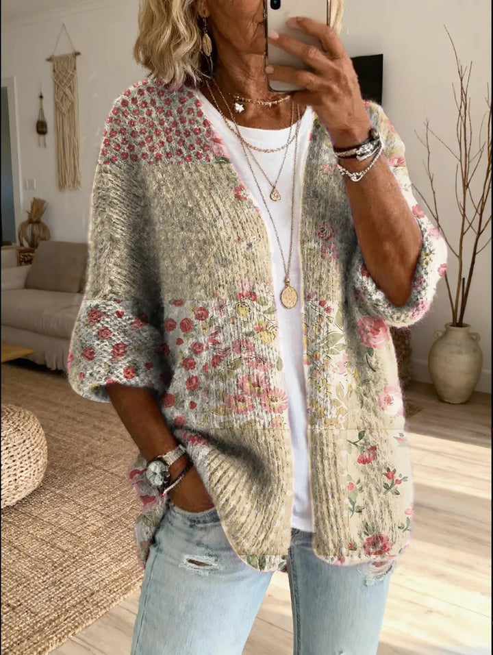 Elara™ | Vintage Floral Patchwork Cardigan