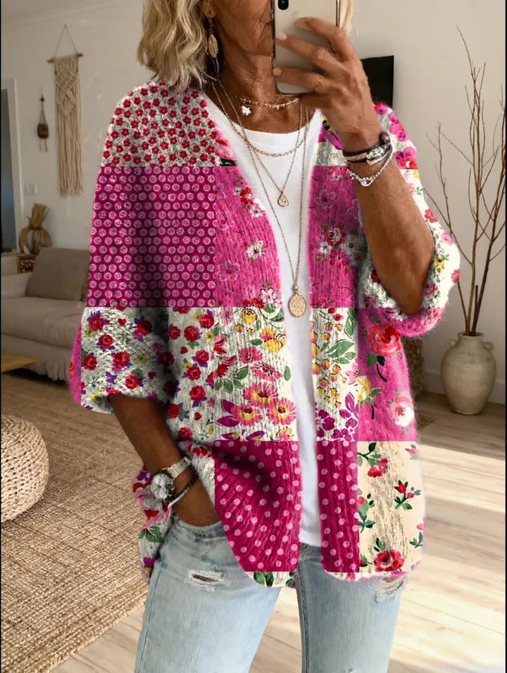 Elara™ | Vintage Floral Patchwork Cardigan