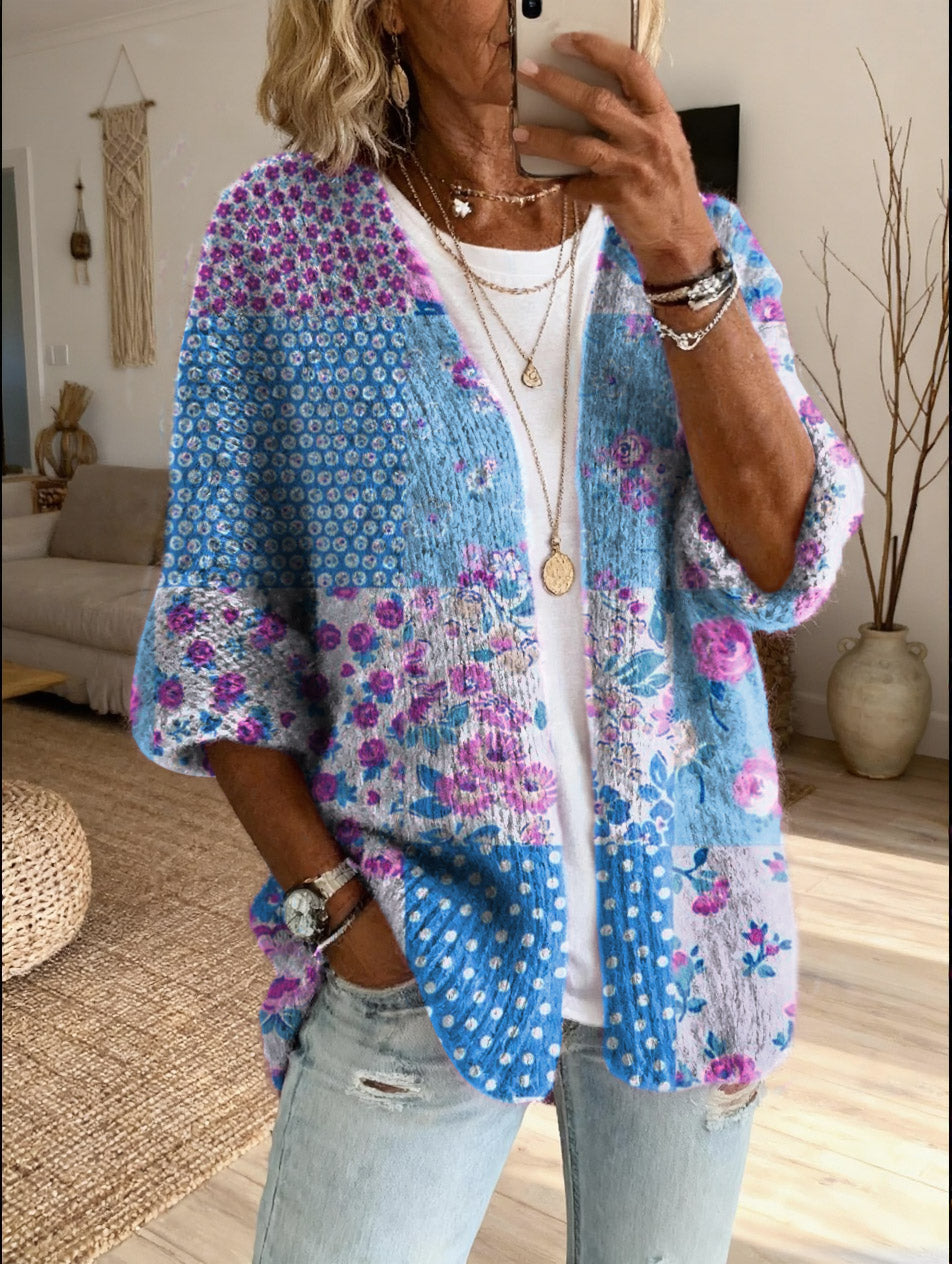 Elara™ | Vintage Floral Patchwork Cardigan