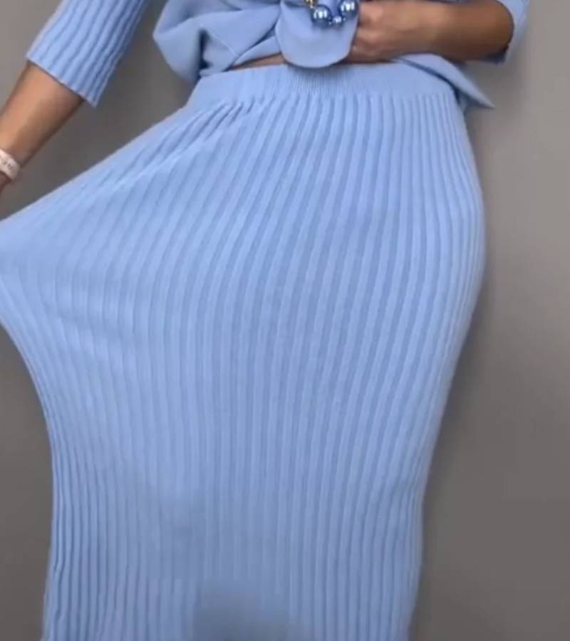 Debora | Conjunto de punto con falda acanalada