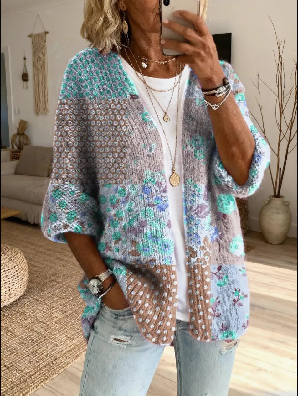 Elara™ | Vintage Floral Patchwork Cardigan