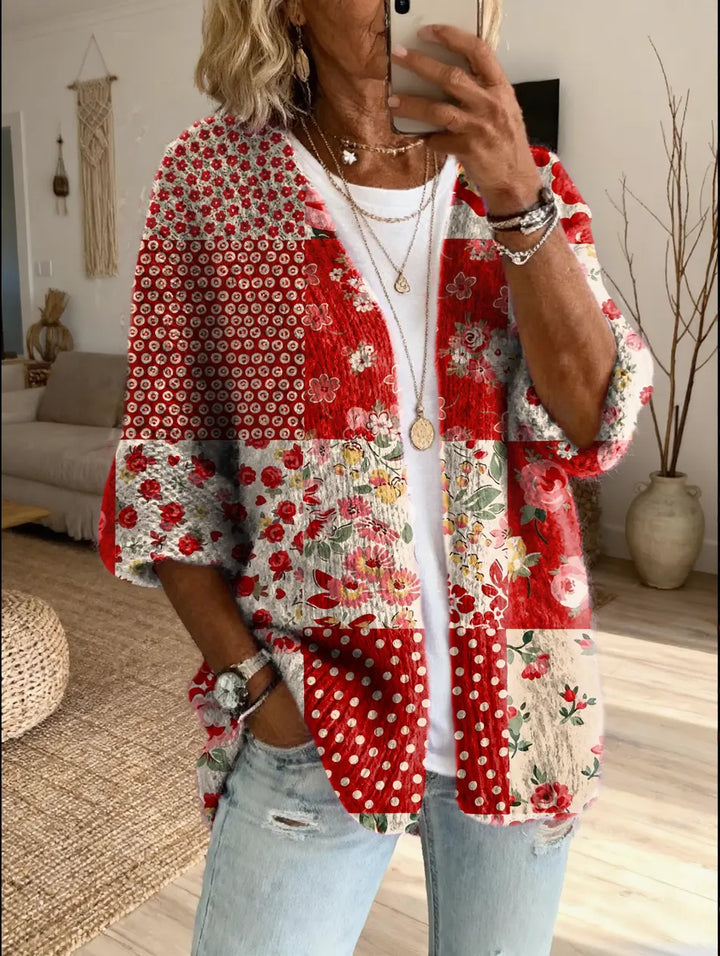 Elara™ | Vintage Floral Patchwork Cardigan