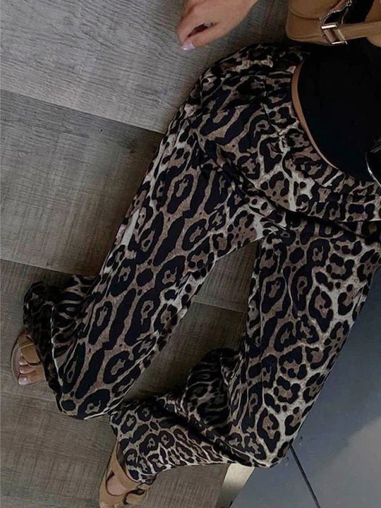 Rebeca - Pantalón Ancho con Estampado de Leopardo