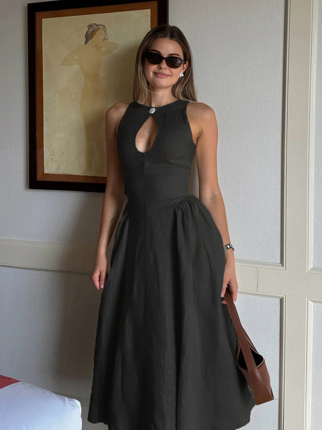 Victoria - Vestido Largo de Algodón y Lino