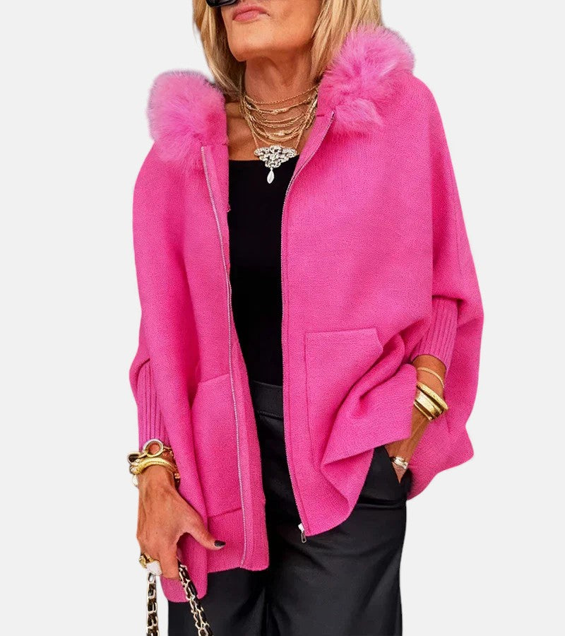 ARABELLE™ | Abrigo casual con capucha y cuello de pelo