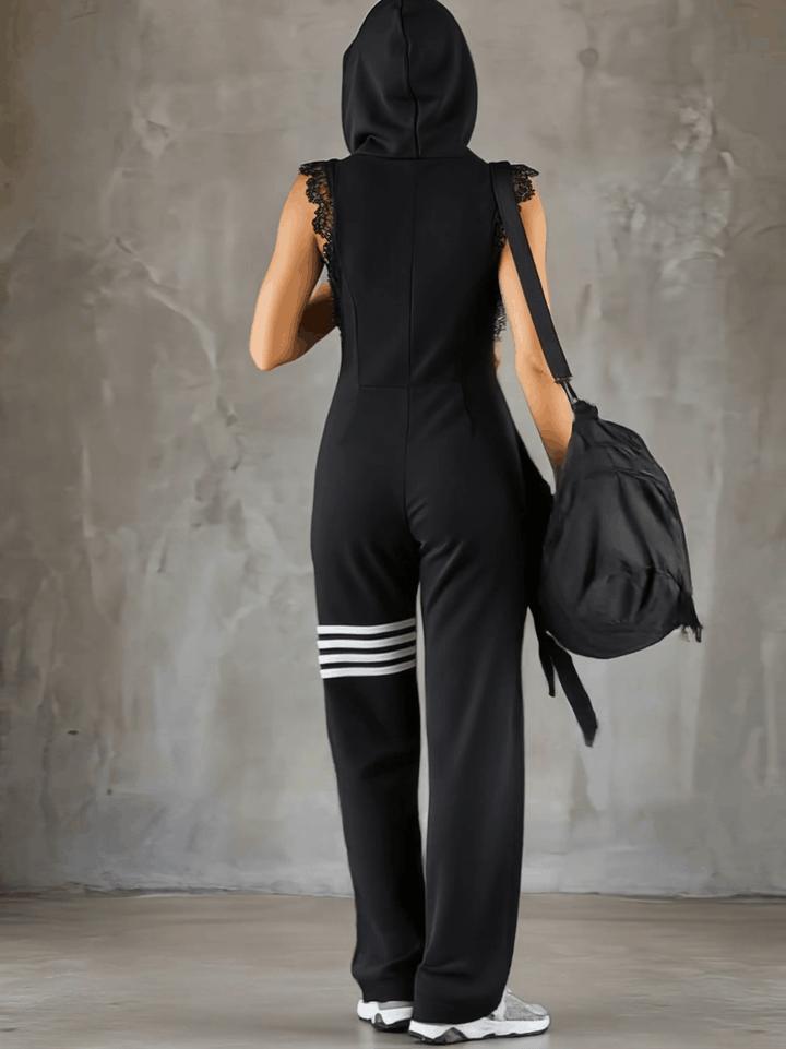 Danielle | Retro Sport Jumpsuit with Hood & Stripes