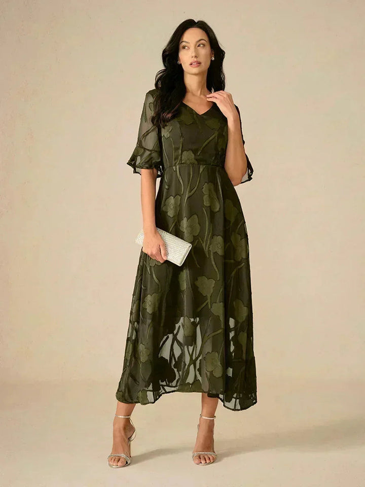 Ruffle Flutter Lace Maxi Dress