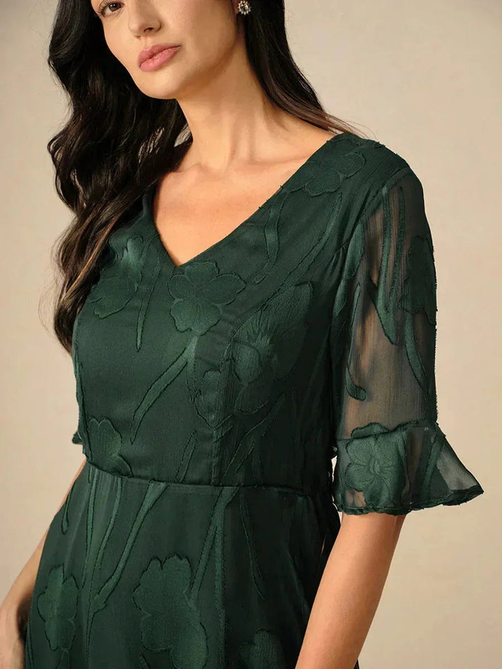 Ruffle Flutter Lace Maxi Dress