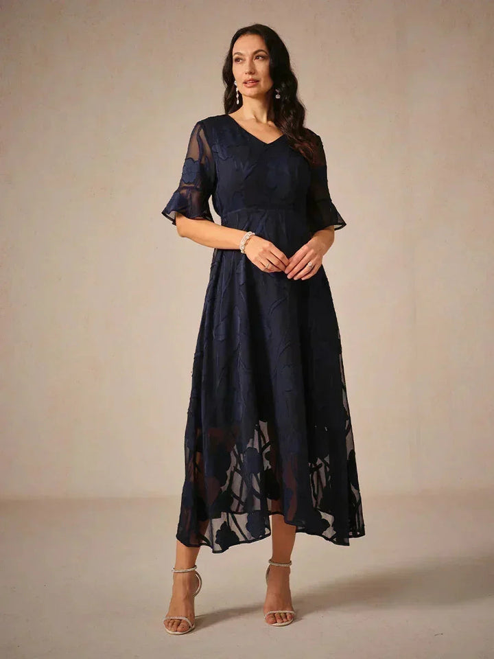 Ruffle Flutter Lace Maxi Dress