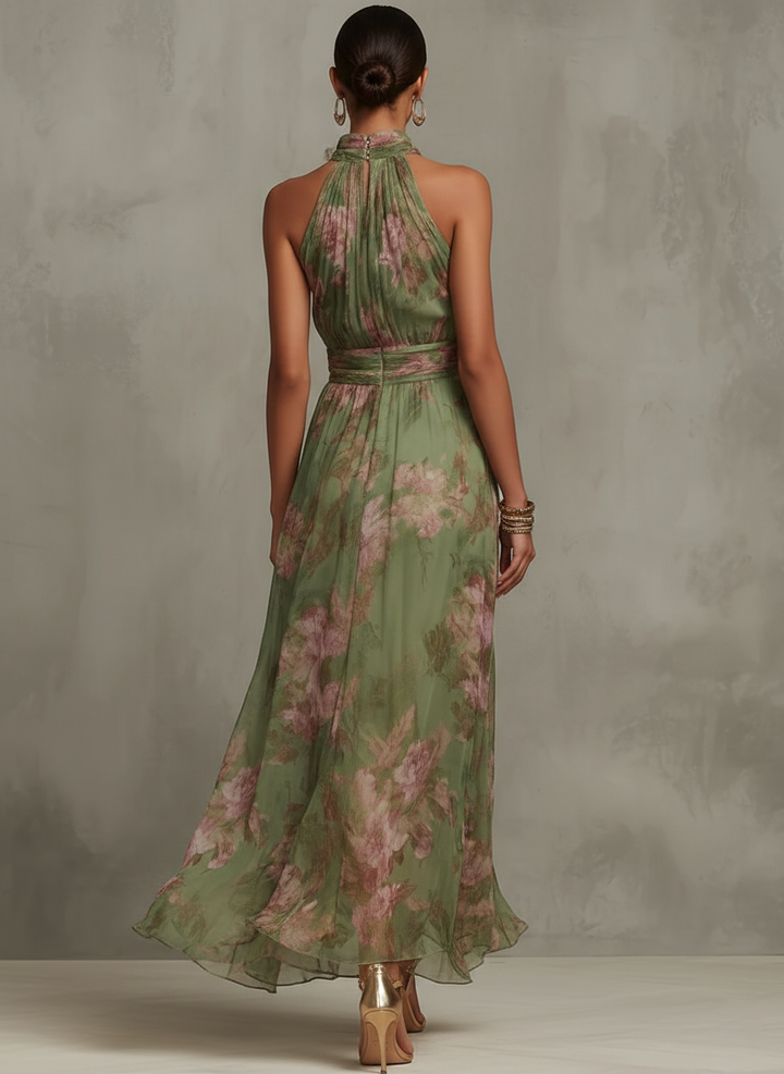 Livia – Elegant Floral Halter Maxi Dress
