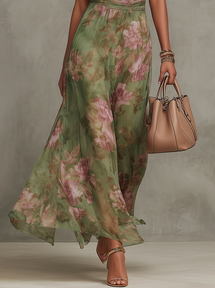 Livia – Elegant Floral Halter Maxi Dress