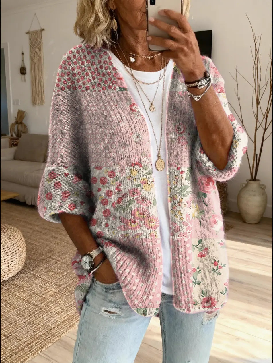 Elara™ | Vintage Floral Patchwork Cardigan