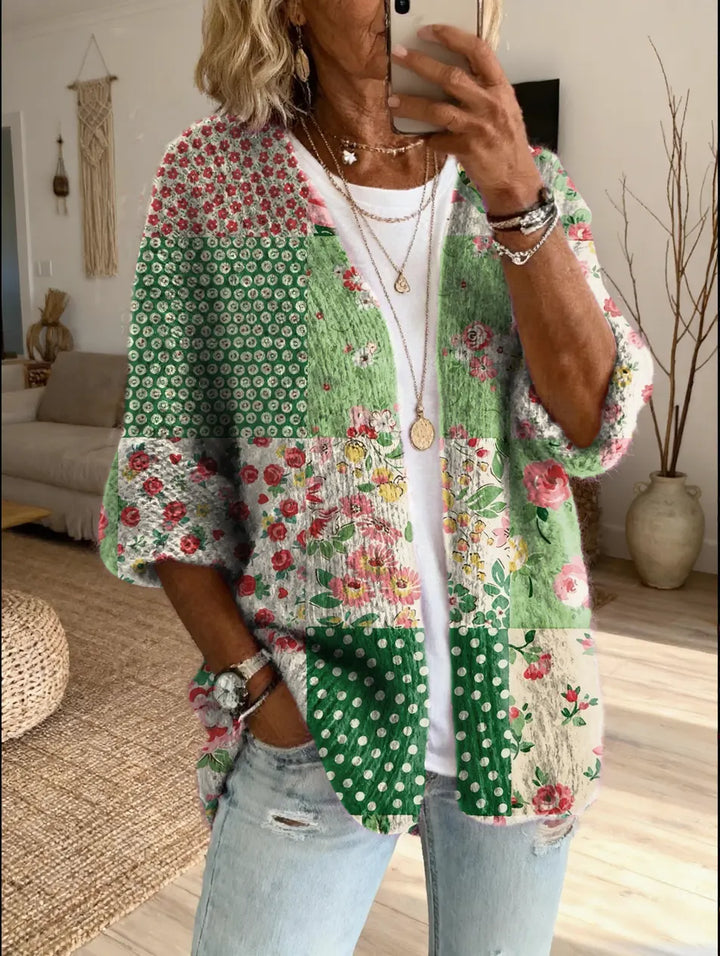 Elara™ | Vintage Floral Patchwork Cardigan