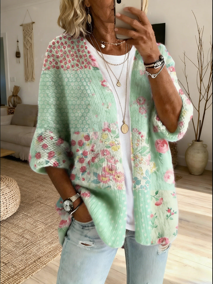 Elara™ | Vintage Floral Patchwork Cardigan