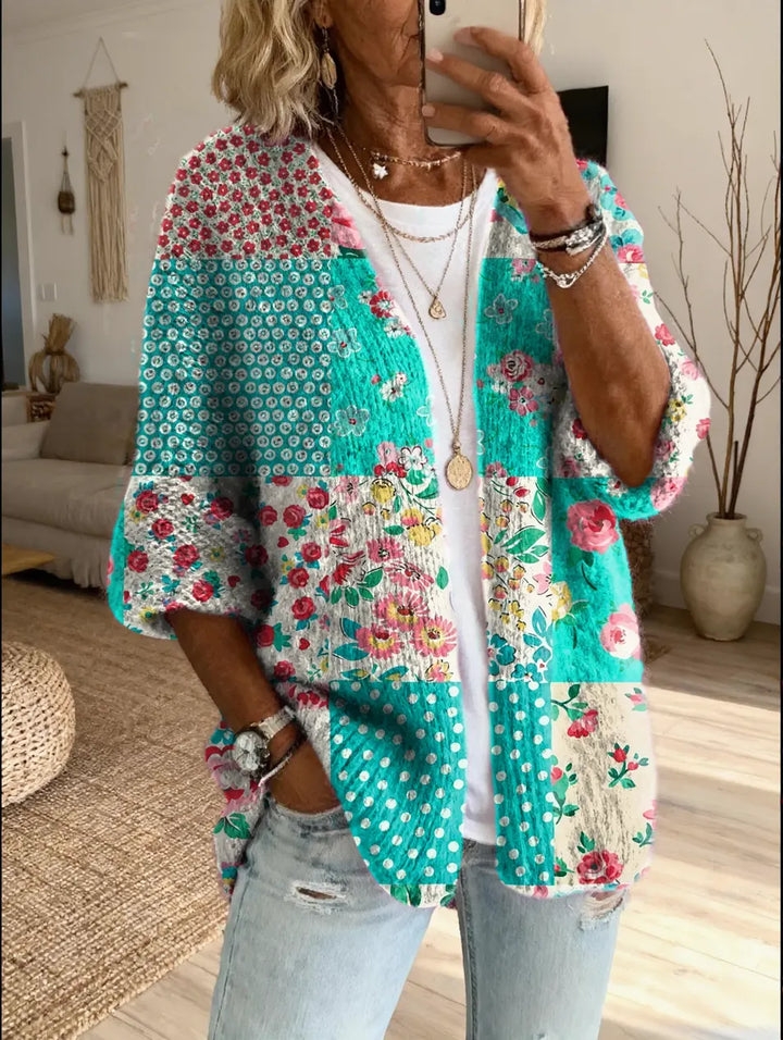Elara™ | Vintage Floral Patchwork Cardigan