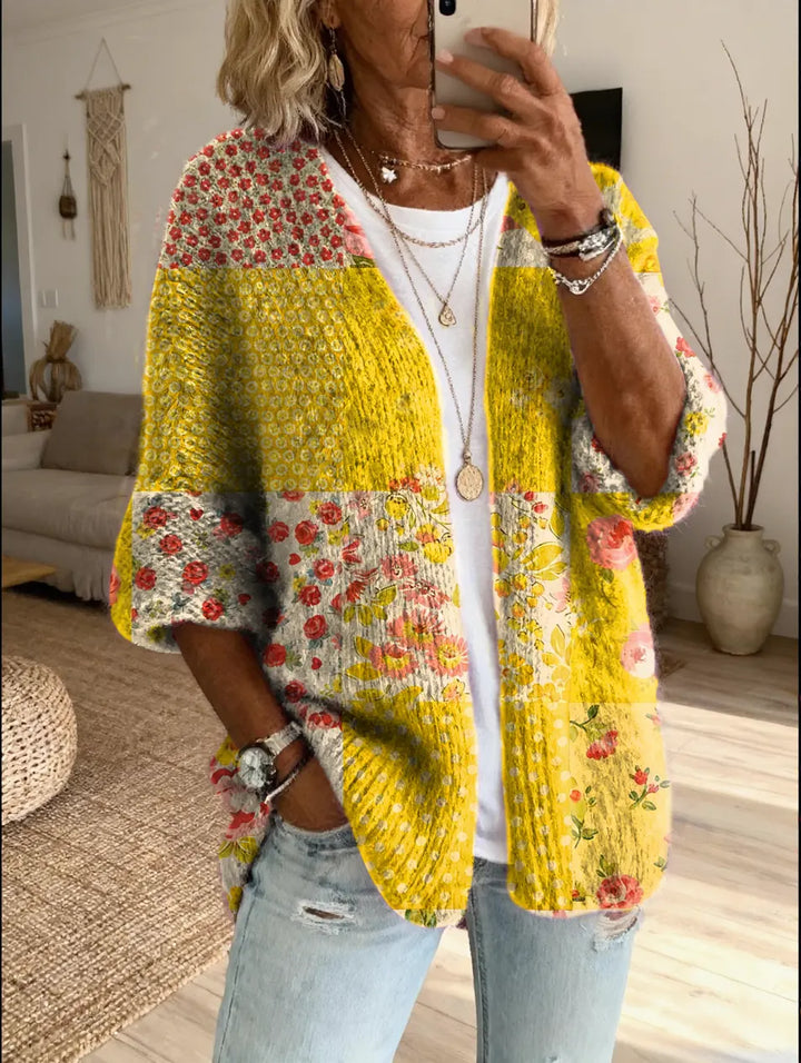 Elara™ | Vintage Floral Patchwork Cardigan
